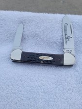 1980 10 Dot Case xx USA Canoe Knife #62131 Bone Handles with Blade Etch