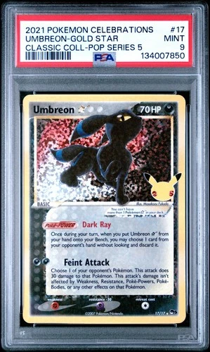 (UPGRADE?) 2021 POKEMON CELEBRATIONS CLASSIC COLL #17 UMBREON-GOLD STAR PSA 9