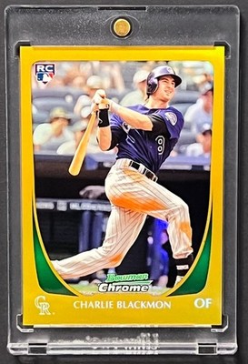 2011 Bowman Chrome Draft Charlie Blackmon Gold Refractor Rookie RC /50 Rockies