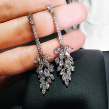 2 Ct Marquise Cut Simulated Diamond Women's Drop Earrings 14k White Gold Plated