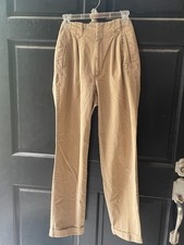 Vtg Ralph Lauren Country Women High Waist Pleat Cuff Chino Khaki Pants SZ 8 VGC