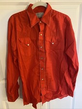 Vtg H Bar C Ranchwear Permanent Press Pearl Snap Mens Western Shirt 16 - 34