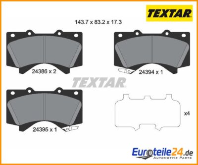 Brake pad set, disc brake Textar 2438601 for Toyota