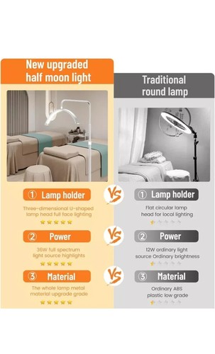 40W Eyelash LED Half Moon Floor Light Lamp For Lash Extension Beauty Lighting - Picture 6 of 6