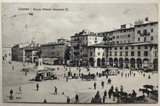 Cartolina Livorno tram piazza Vittorio Emanuele II bar Sole paesaggistica T2