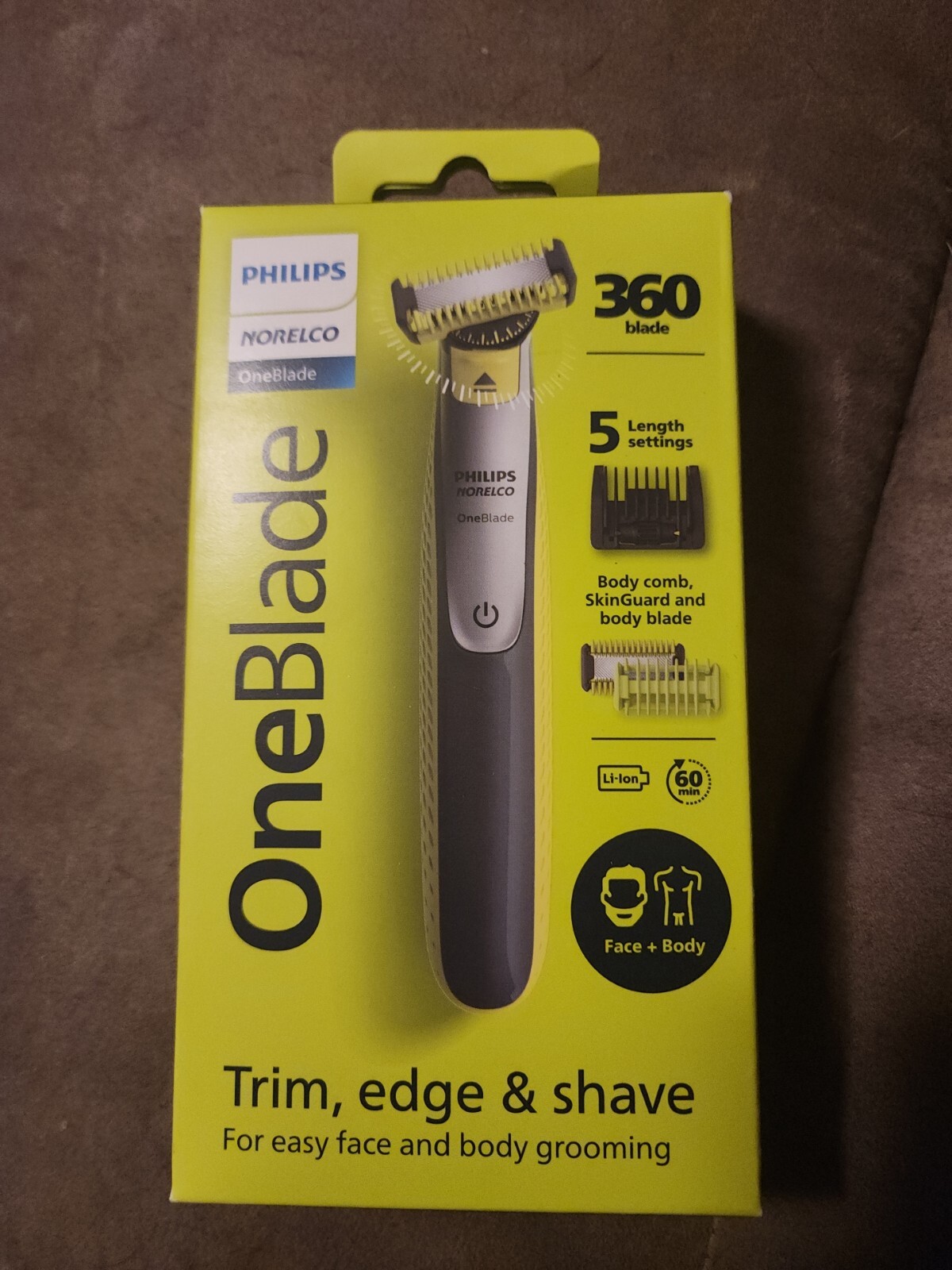 Philips Norelco OneBlade 360 Face + Body Grooming Trim Edge & Shaver