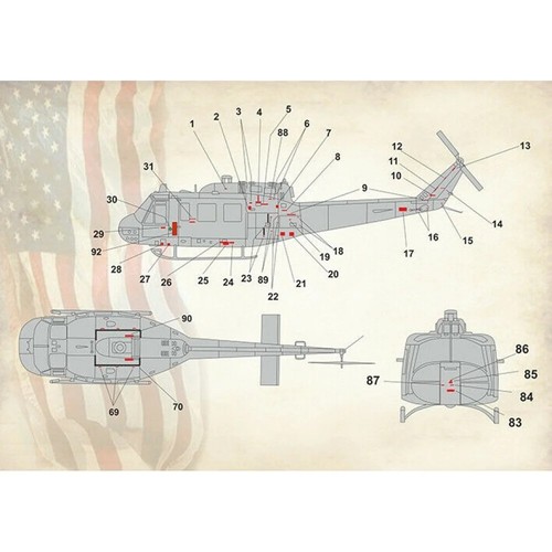 Print Scale 32-031 Decal 1:32 UH-1 Air Ambulance Vietnam War+Technical Stencils - Picture 3 of 24