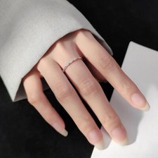 Minimalist 925 Sterling Silver Thin Dainty Stackable CZ Open Ring A3440