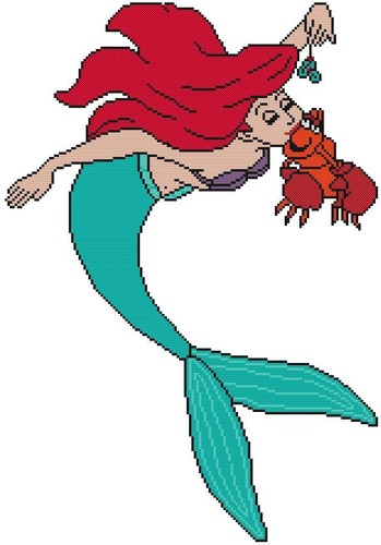 CROSS STITCH+ CRAFT PATTERN Ariel Mermaid Sebastian Crab Christmas Mistletoe - 第 1/17 張圖片