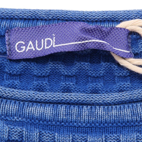 0616AD maglione bimbo BOY GAUDI' cotton blue garment dyed sweater kids - Picture 4 of 4