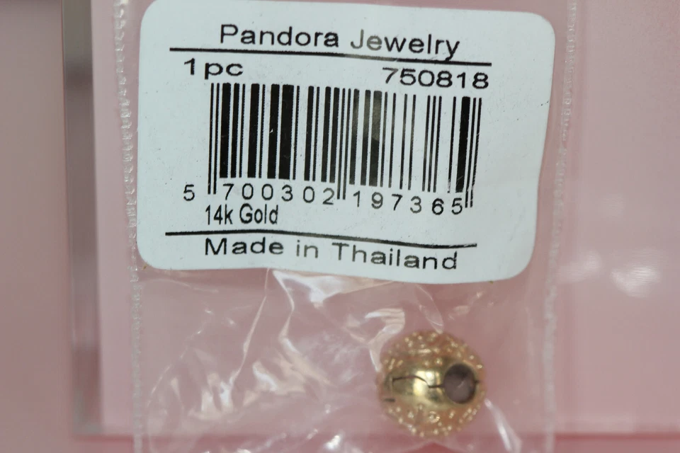 AUTHENTIC NIB PANDORA LUCERNE FLORAL CLIP 14K GOLD CHARM 750818 RETIRED $520 BOX - Image 2 of 4