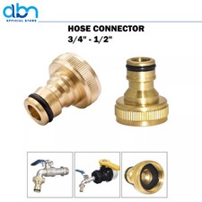 BRASS OUTSIDE TAP GARDEN HOSE CONNECTOR ADAPTOR 3/4" - 1/2" Outside WATER