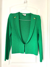 Vintage 80s St. John Santana Knit Green 3pc Skirt Suit VTG Sz 12 M-L