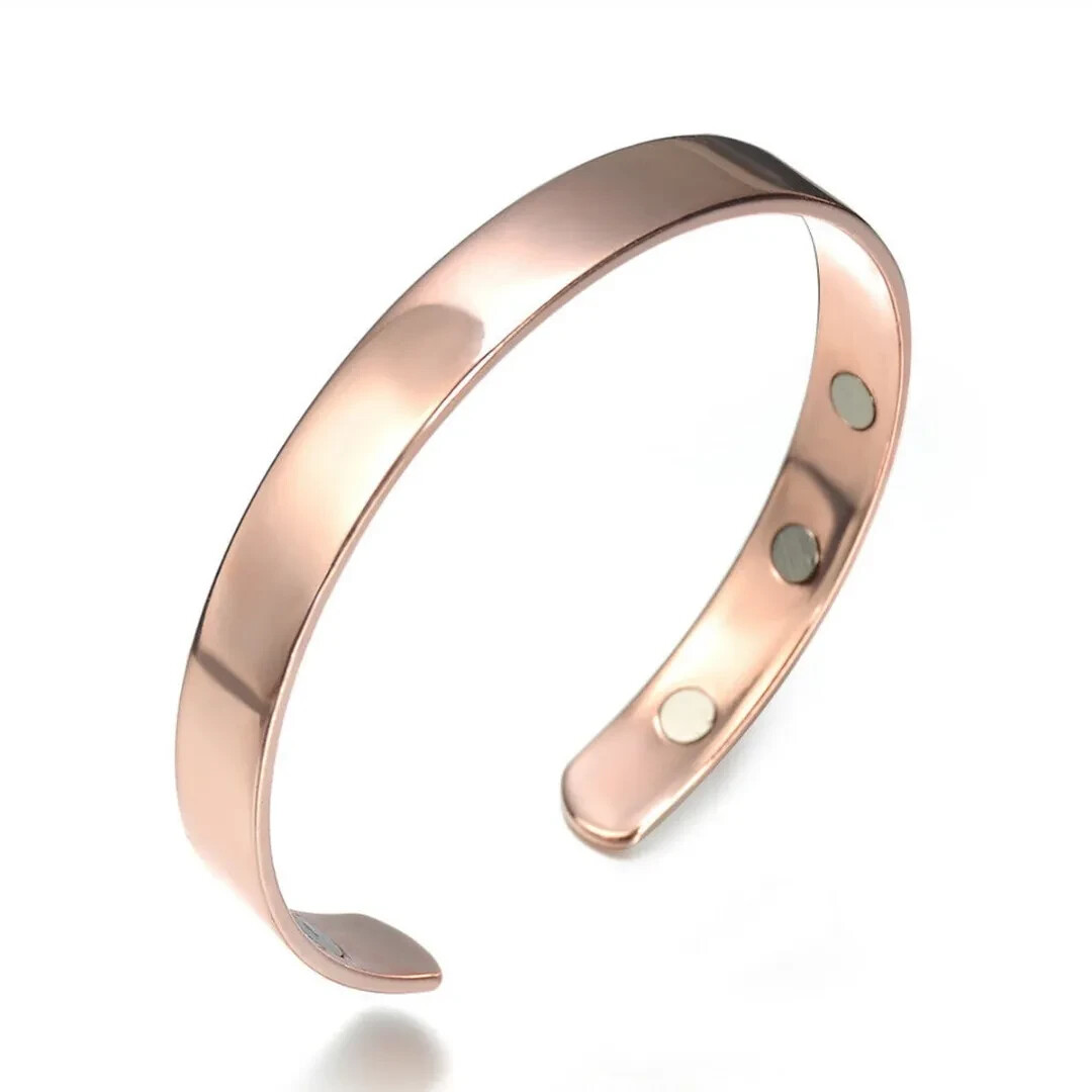 Pure Copper Magnetic Bracelet Gold Plated Arthritis Therapy Heavy Cuff Bracelet