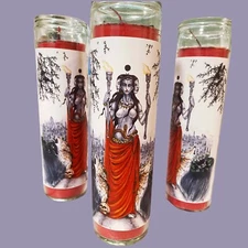 Hekate Devotional Ritual Red Dressed Candle, Hekate Veladora Roja
