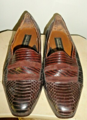 Marco Vicci Genuine Snakeskin shoes Brown Slip On Men display picture 1