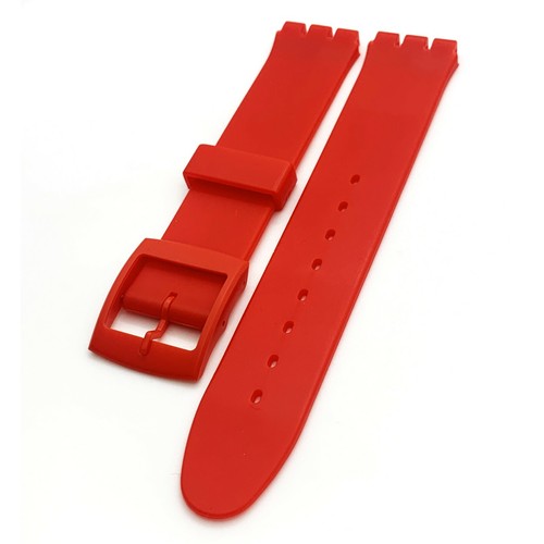 Swatch Watch Band 17 MM Plain Green, Navy Blue, Red, Yellow, Purple, Blue, Black - Picture 21 of 39