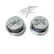 ZX-14 CHROME DIAMOND CUT “ZX” ENGRAVED FORK CAPS 2006-2011 KAWASAKI NINJA ZX14
