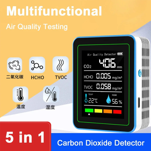 5-in-1 Air Quality Monitor WiFi CO2 Meter HCHO TVOC PM2.5 Temp Humidity Detector - Picture 2 of 10