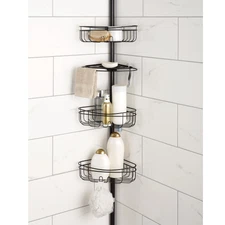 3-Shelf Tension Pole Shower Caddy,Oil-Rubbed Bronze,Bathroom storage rack