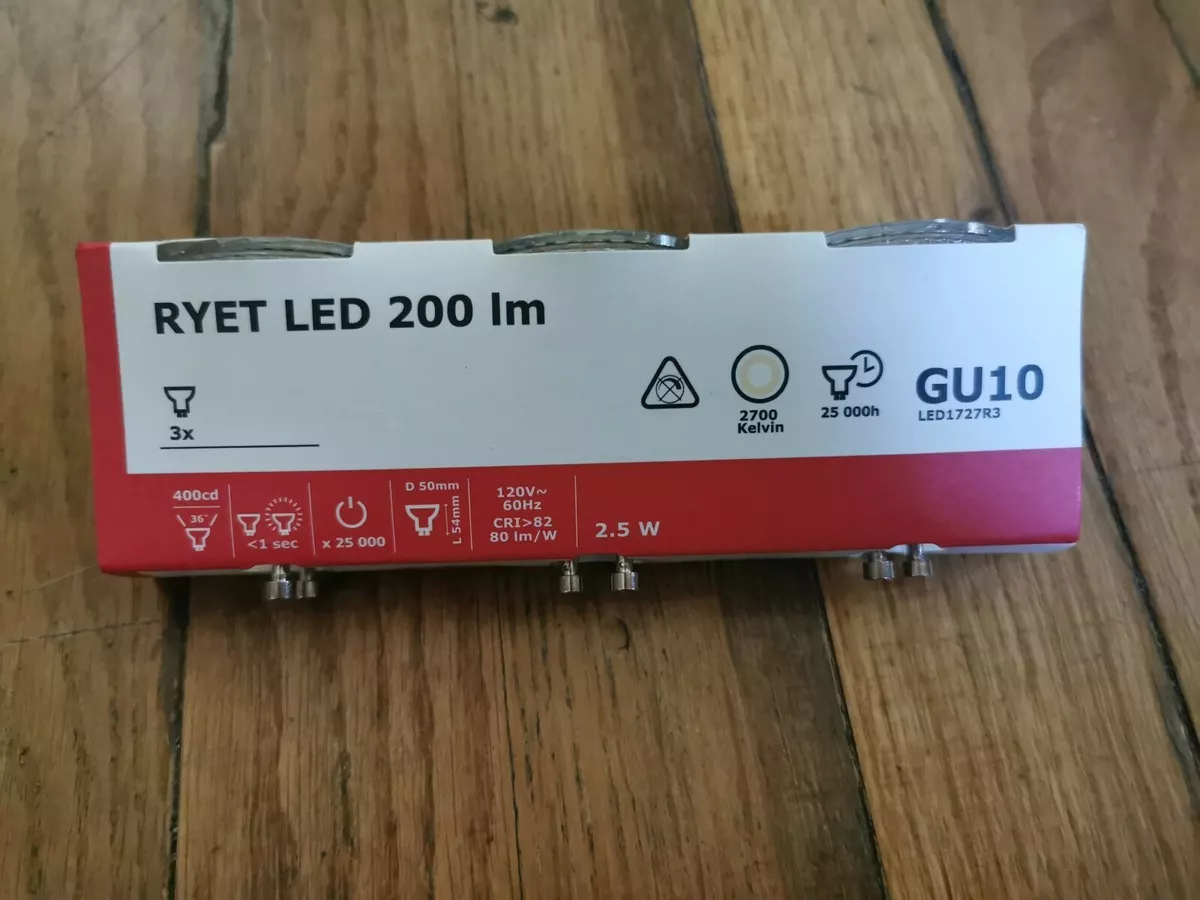 Pack of 3 Ikea RYET GU10 LED Bulb 200 Lumen Warm White 2700