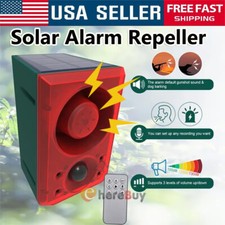 Solar Sound Light Alarm Motion Sensor 129dB Outdoor Dog Barking Security Siren