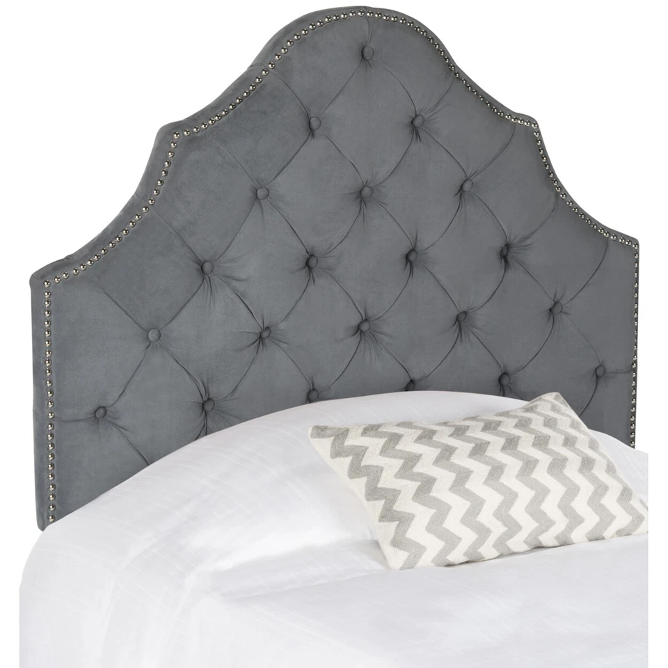SAFAVIEH Arebelle Tufted Headboard Silver Nail Head | Grey | Twin | - Image 2 of 2