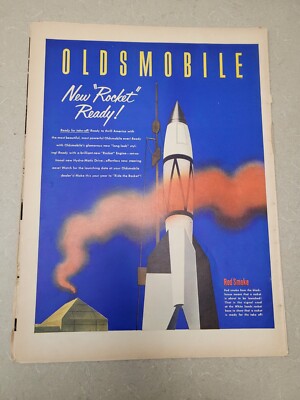 VTG 1951 Original Magazine Ad Oldsmobile Auto New Rocket Ready Hydra-Matic Drive