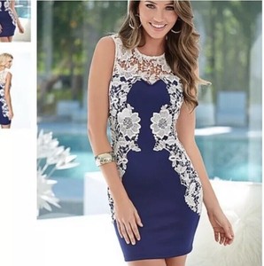 VENUS floral Blue White Lace Dress XS Minidress Summer Club Clubbing | eBay