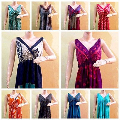 Wholesale Lot 10 pC indian Silk Dress For Women Work magic Gown Dress