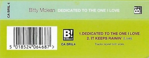 Bitty Mclean Dedicated To The One I Love CASSETTE SINGLE Dub Downtempo Reggae - Picture 4 of 6