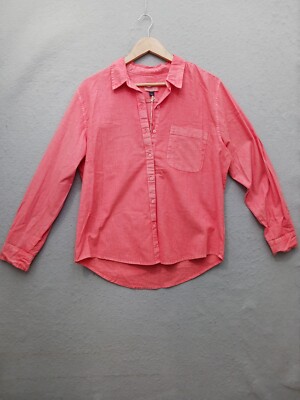 Universal Thread Women's Casual Blouse L Coral Solid Classic