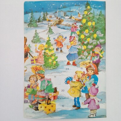 Vtg West Germany Christmas Advent Calendar Very Good Condition 8 x 12 in