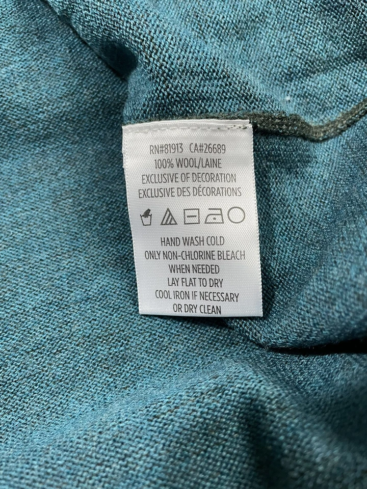 Robert Graham Men Size XL 100% Wool 1/4 Zip Green Pullover Sweater Fine Knit - Image 4 of 4