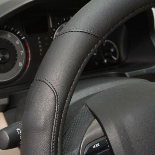 Comfort Grip Durable PU Leather Black Steering Wheel Cover for Car Truck SUV - Picture 6 of 8