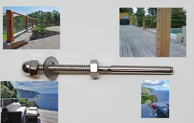 T316 Stainless Steel Swage Threaded Tensioner for 1/8'' Cable Railing Systems