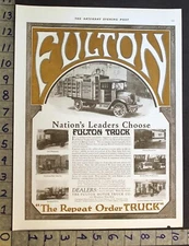 1919 FULTON MOTOR TRUCK COMPANY REPEAT ORDER DELIVERY PITTSBURGH PLATE AD 35598