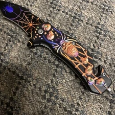 8.5" Purple  Spider TACTICAL  Spring Assisted Open Blade Folding Pocket Knife