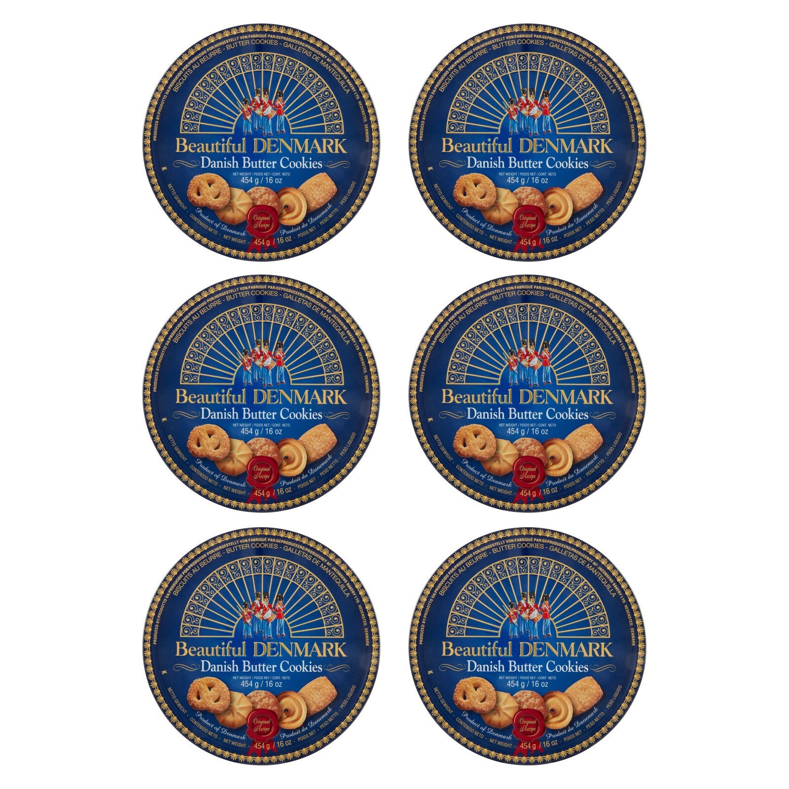 6 pz Beautiful Denmark Biscotti Danesi Originali al Burro Butter Cookies 454g