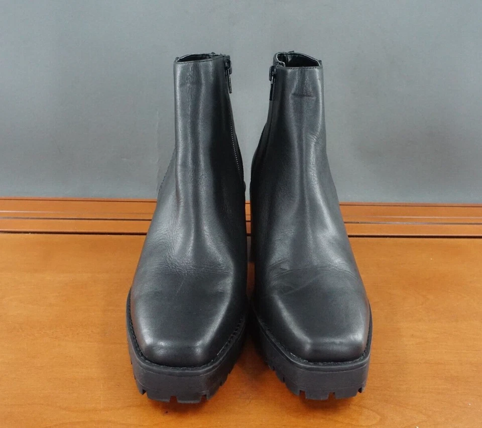 Andre Assous Milla Zapatos Mujer 8 Negro Cuero Cremallera Lateral Suela Botín al Tobillo Foto 2 de 4