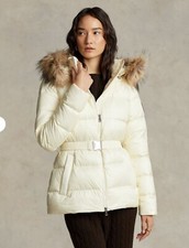 Polo Ralph Lauren - White Puffer Coat / Jacket – Woman’s Size 8 – Bargen!