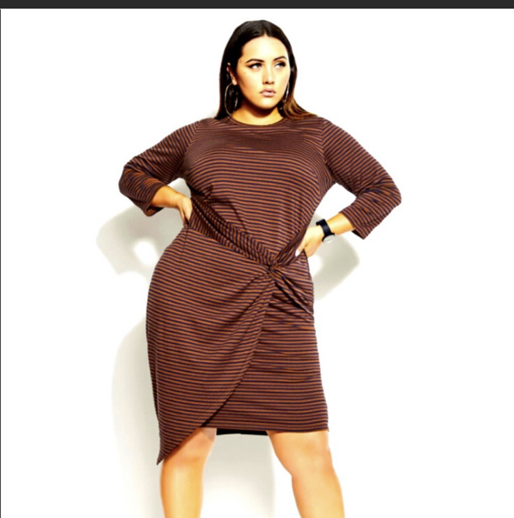 NWT City Chic Cotton Striped Twist Front Dress Women's Size 14 Black & Brown | eBay NWT City Chic Cotton Striped Twist Front Dress Women's Size 14 Black & Brown | eBay