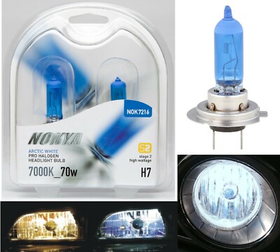 Nokya 7000K White H7 Nok7216 70W Two Bulbs Head Light Low Beam Replacement Lamp