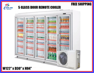 5 glass door reach in cooler