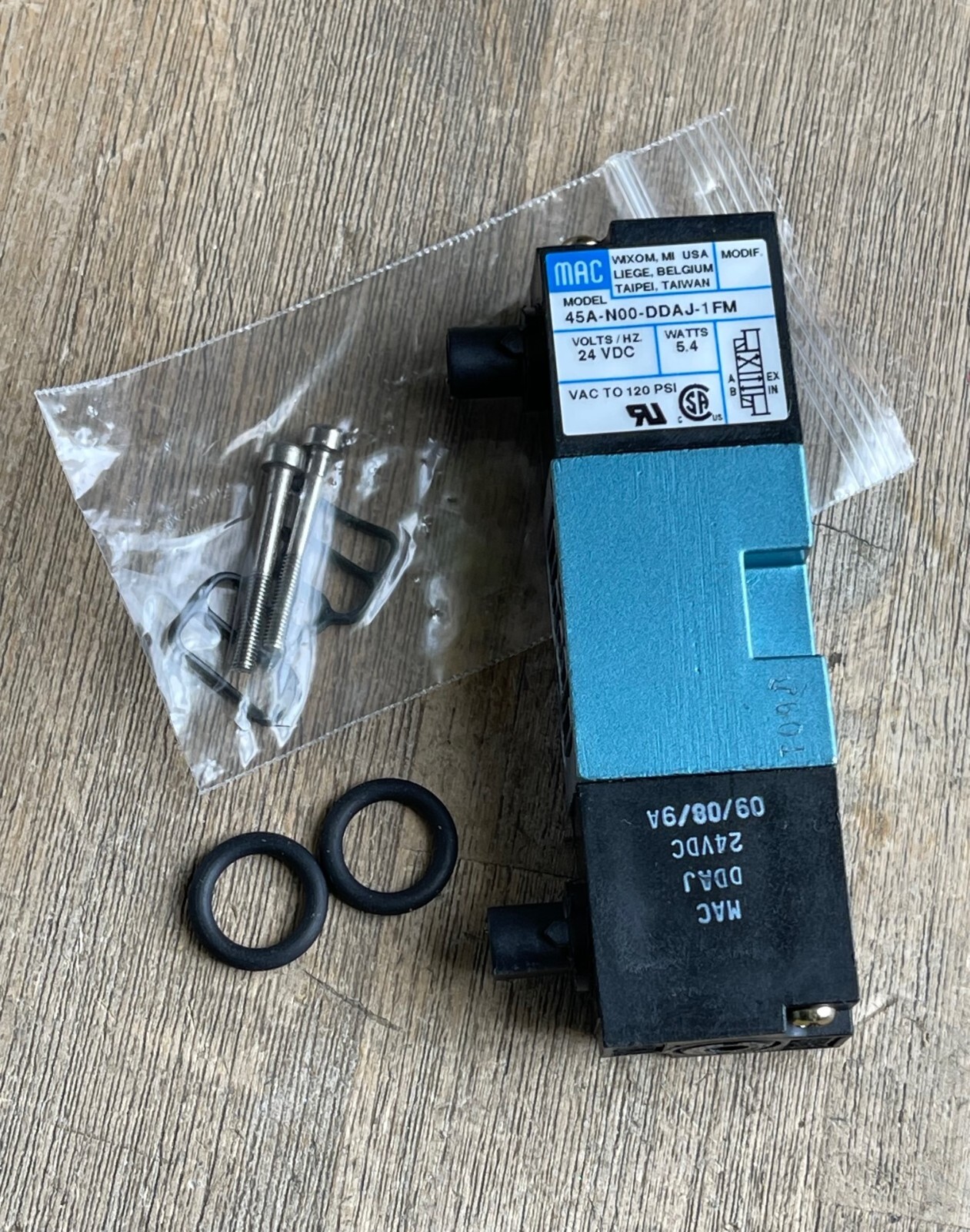 Elettrovalvola MAC Valves 45A-N00-DDAJ-1KA – 24VDC, Nuova, Per Impianti Pneumatici