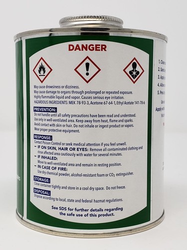 Cemento vinilo libre de tolueno HH66 HH-66 4 OZ, lata de 118 ml - adhesivos diestro - Imagen 2 de 3
