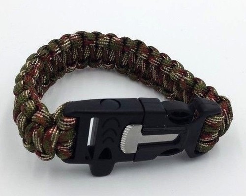 Supervivencia Aventura Pulsera Fuego Silbato Cuerda Senderismo Paracord Pedernal - Imagen 10 de 19