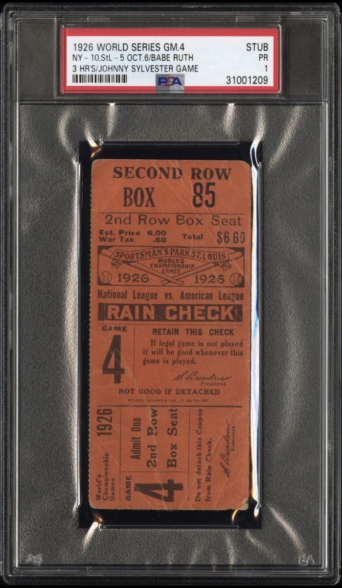【BD】 Man 1st Stadium  World 銀テープ 1926 WORLD SERIES GAME 4 BABE RUTH 3 HRS TICKET STUB🎟Johnny