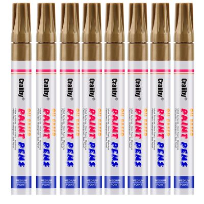 Gold Paint Markers 8 Pack Oil-Based Waterproof Quick Dry Permanent Bronze Pai...
