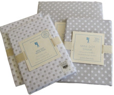 New Pottery Barn Gray Mini Polka Dot Full Queen Duvet Cover Shams 4-Piece Set
